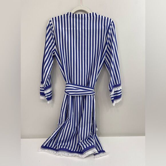 J Crew Belted Cotton Poplin Tunic Dress in Stripe Blue White 6 - Picture 12 of 12
